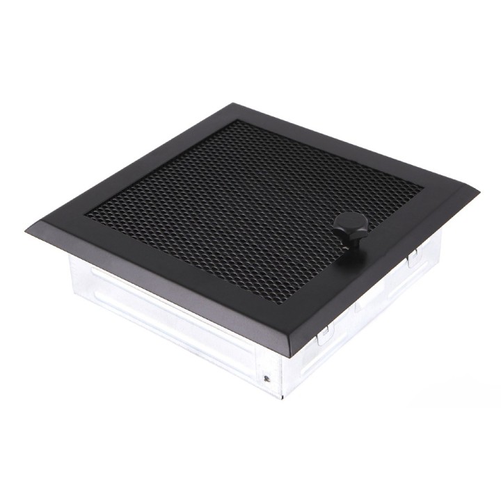 Ventilaton grate 16x16cm with venetian blind black matt
