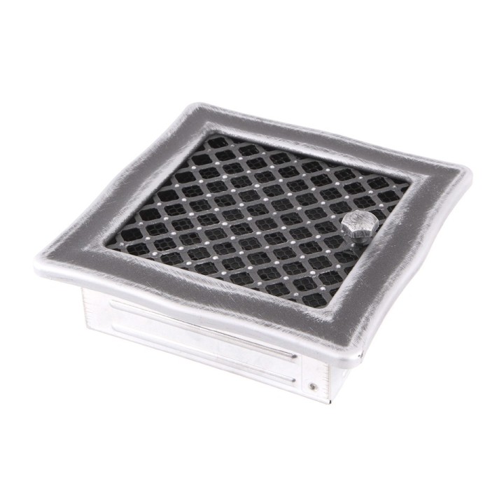 Ventilation grate DECO 16x16cm with venetian blind silver patina
