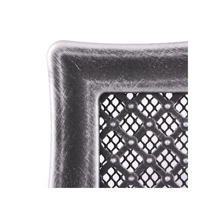 Kratka kominkowa wentylacyjna DECO 16x16cm z żaluzją srebrna patyna