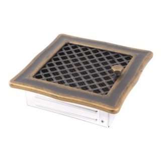 Kratka kominkowa wentylacyjna DECO 16x16cm z żaluzją złota patyna