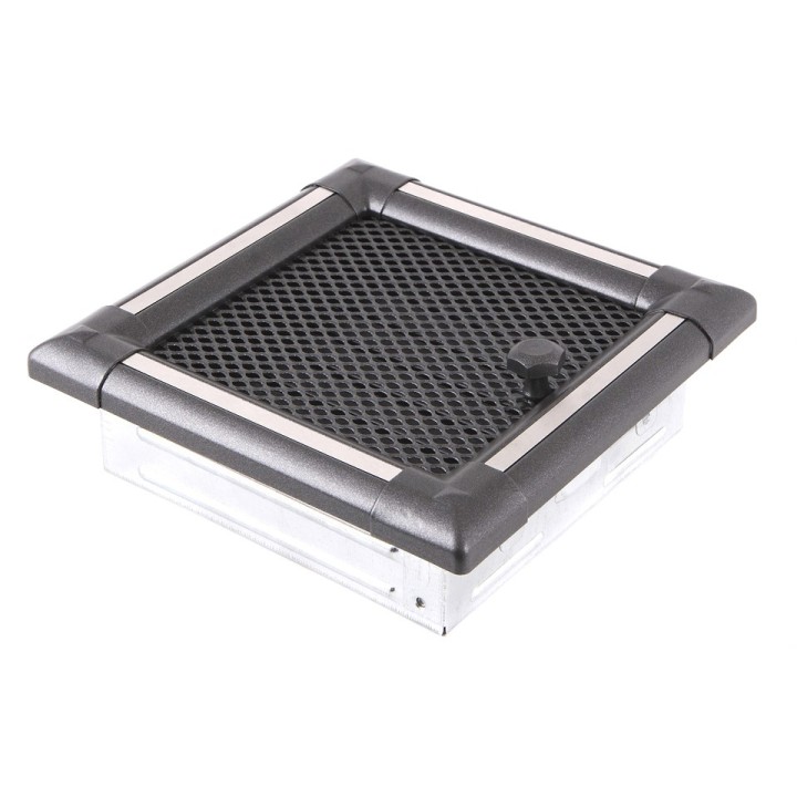 Kratka kominkowa wentylacyjna EXCLUSIVE 16x16cm z żaluzją grafit / inox