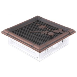 Kratka kominkowa wentylacyjna RETRO 16x16cm z żaluzją miedziana patyna