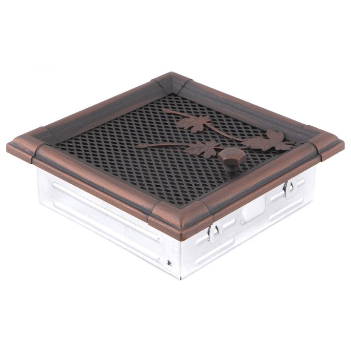Grille de cheminée RETRO 16x16cm 
à ailettes cuivre patiné