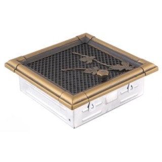 Kratka kominkowa wentylacyjna RETRO 16x16cm z żaluzją złota patyna