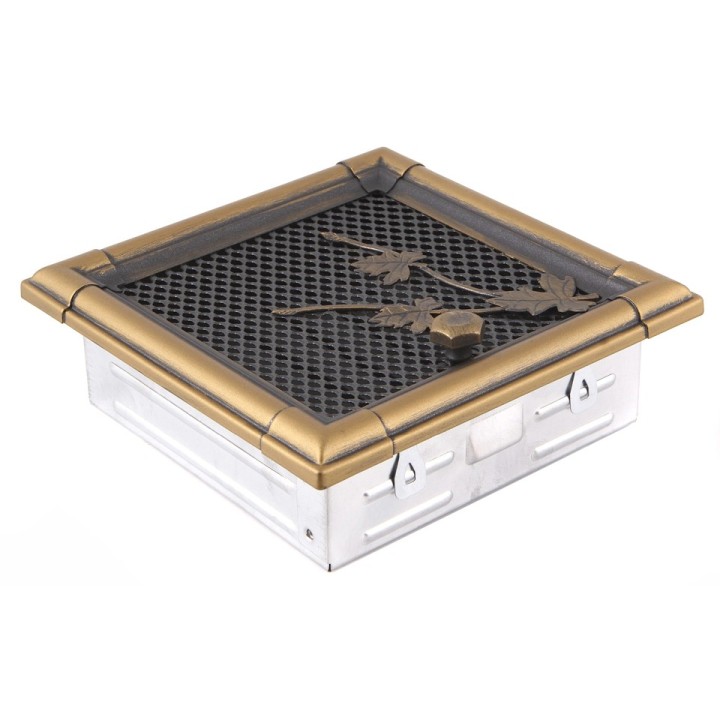 Ventilaton grate RETRO 16x16cm with venetian blind golden patina