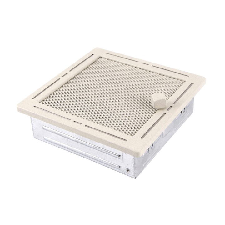Kratka kominkowa wentylacyjna TREND 16x16cm z żaluzją krem brokatowy