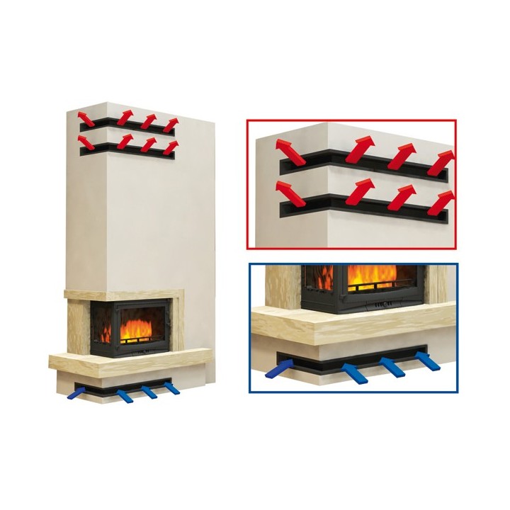 Open ventilation bar right corner  80x40x6cm white