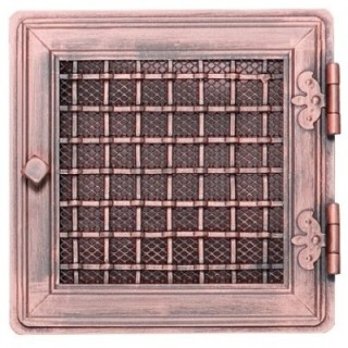 Stylish ventilation grate 21x21cm with venetian blind copper patina