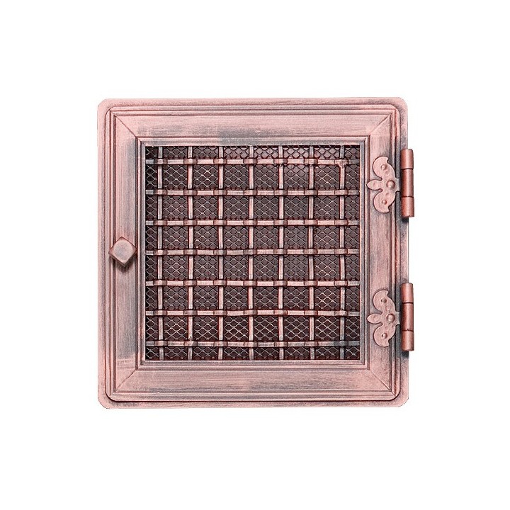 Stylish ventilation grate 21x21cm with venetian blind copper patina