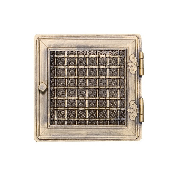 Stylish ventilation grate 21x21cm with venetian blind golden patina