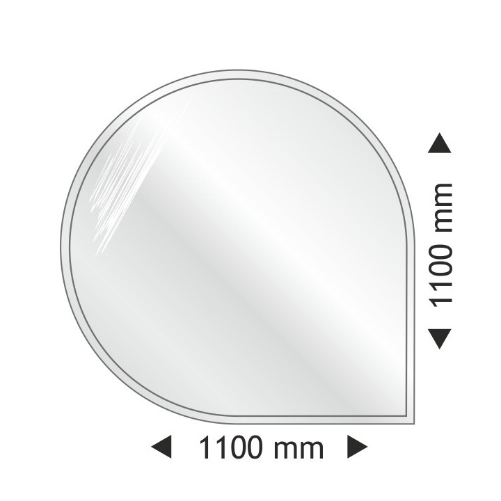 Support en verre arrondi-coin1100x1100x6mm