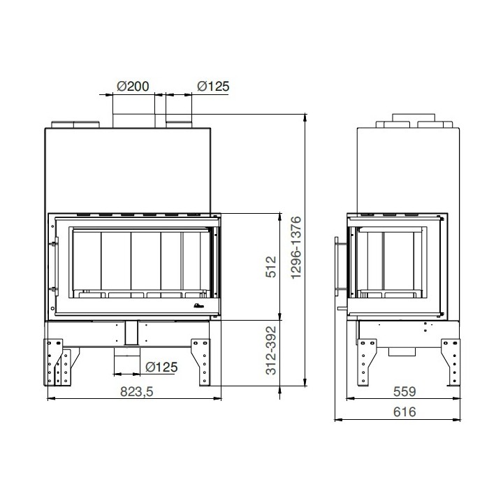 UNIFLAM 860 EVO LBS gięta lewa boczna szyba ref. 260-183-GS