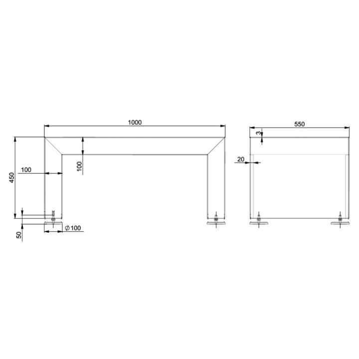Ława stalowa 1000x450x550mm grafit ref. 6961-31