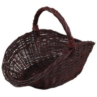 Weidenkorb für Brennholz oval – dunkel
