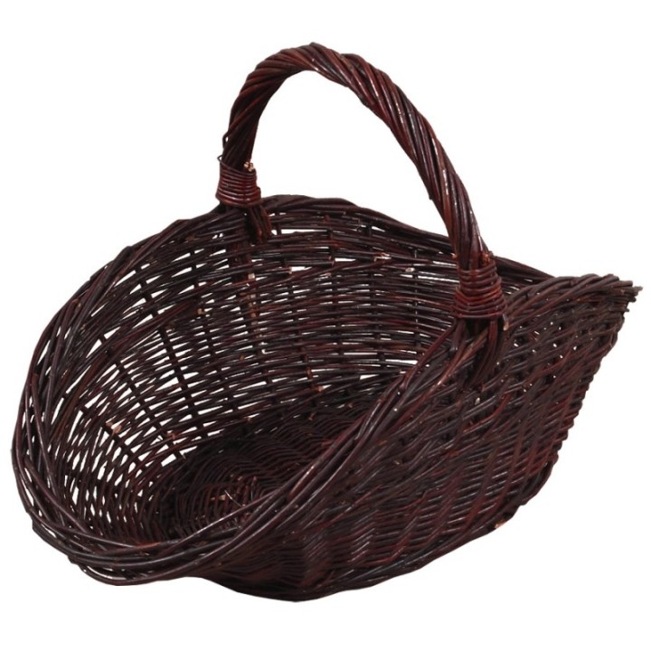 Weidenkorb für Brennholz oval – dunkel