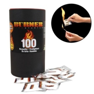 Rozpałka BURNER do kominka lub grilla (tuba 100 saszetek)