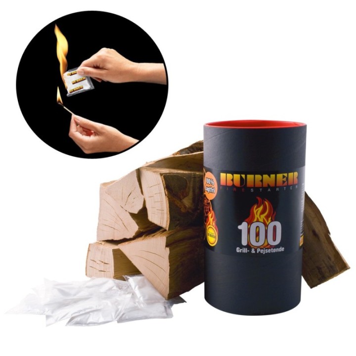 Rozpałka BURNER do kominka lub grilla (tuba 100 saszetek)