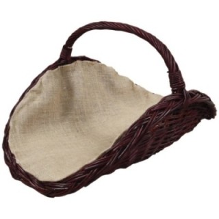 Wood basket wicker ovale dark wadded with jute