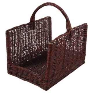 Wood basket wicker straight dark