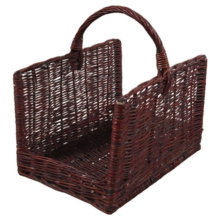 Wood basket wicker straight dark