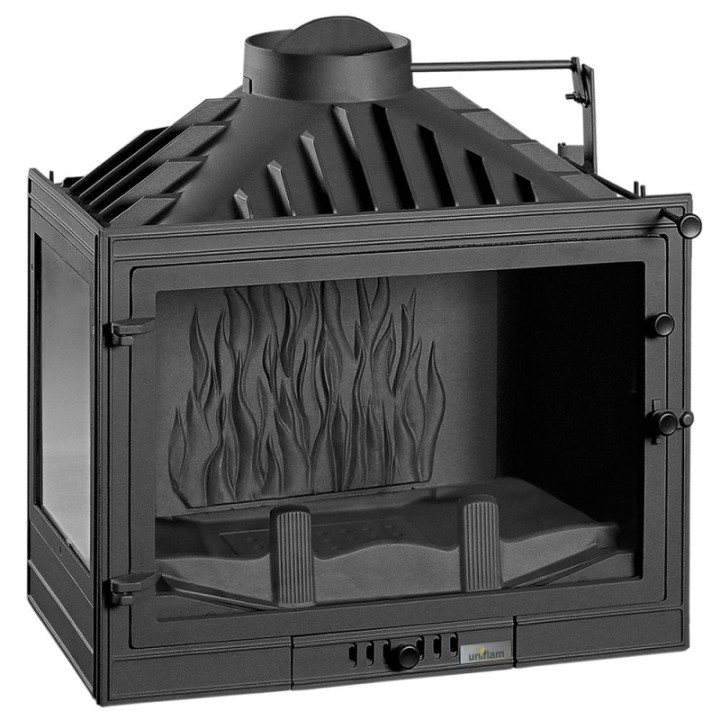 Kamineinsatz UNIFLAM 700 STANDARD mit Klappe, Schwarze Scheibe