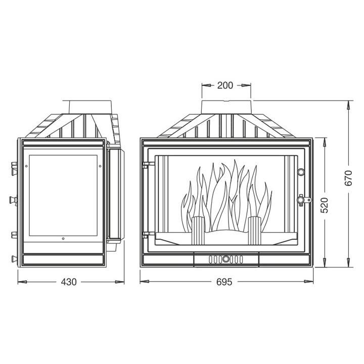 Insert UNIFLAM 700 STANDARD with clap, left  pane ref. 601-713