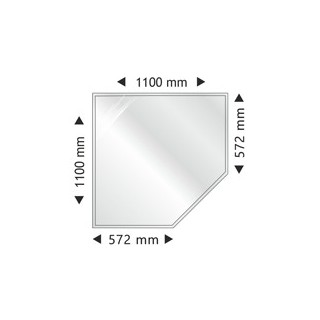 Support en verre pentagone-coin1100x1100x6mm