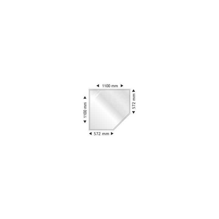 Support en verre pentagone-coin1100x1100x6mm