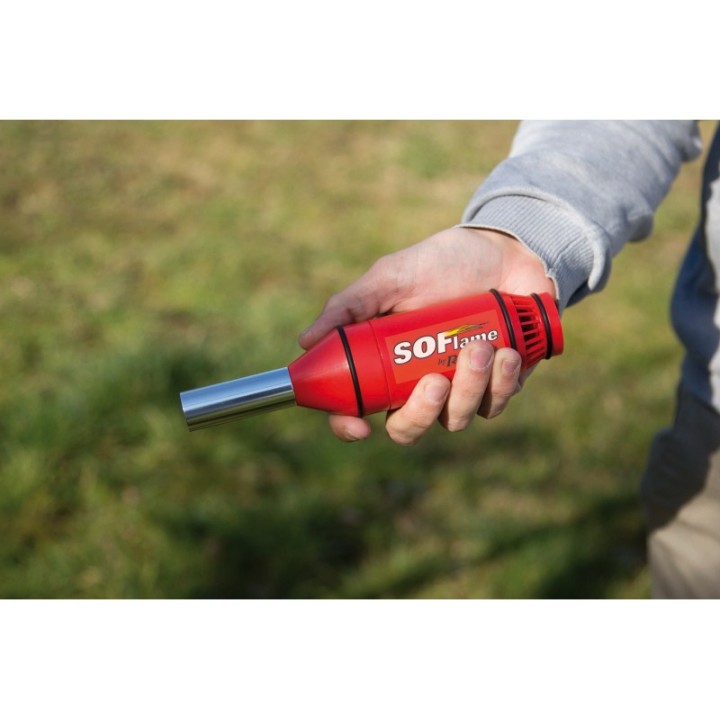SOFLAME lighter and air blower for fireplaces and BBQs