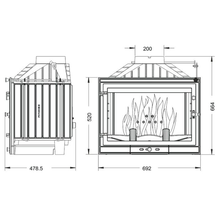 UNIFLAM 700 STANDARD ECO mit Klappe, Luftzufuhr ref. 907-705-DP