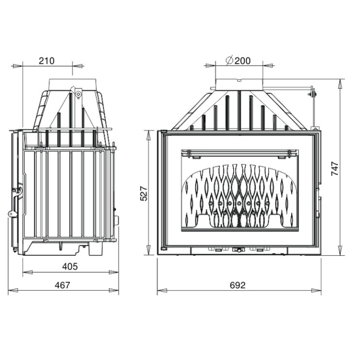 Wkład kominkowy UNIFLAM 700 PLUS ECO z szybrem, dp ref. 907-697-DP