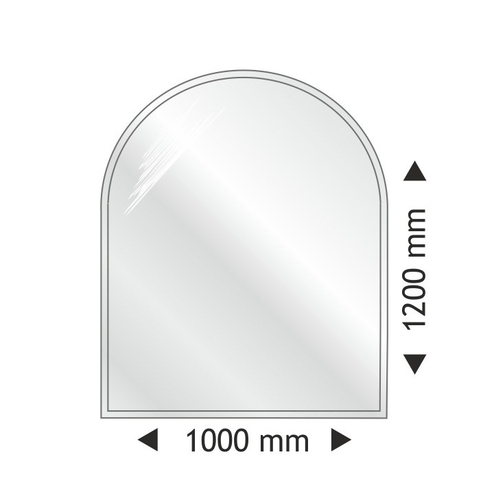 Support en verre demi-rond1000x1200x6mm
