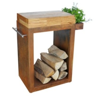 Stolik Artiss mały 60x45x91cm corten blat drewniany ref. 2604-10