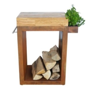 Stolik Artiss mały 60x45x91cm corten blat drewniany ref. 2604-10