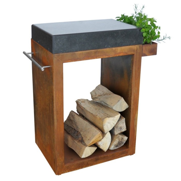 Stolik Artiss mały 60x45x91cm corten blat granitowy ref. 2604-11