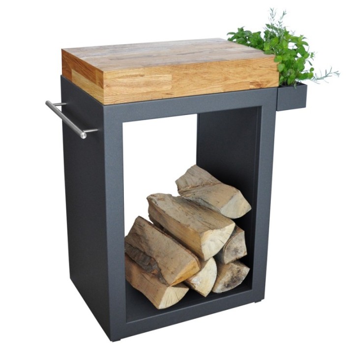 Stolik Artiss mały 60x45x91cm grafit blat drewniany ref. 2604-50