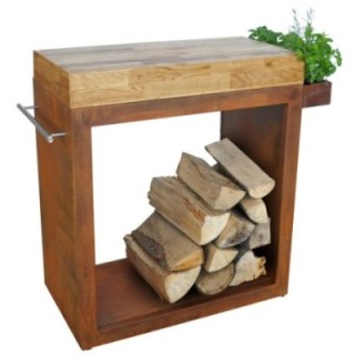 Stolik Artiss duży 80x45x91cm corten blat drewniany ref. 2604-30