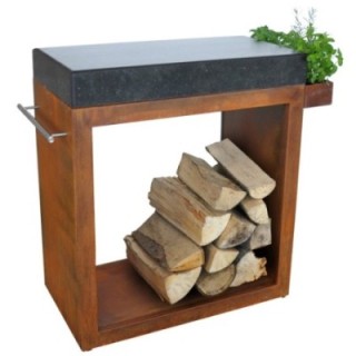 Stolik Artiss duży 80x45x91cm corten blat granitowy ref. 2604-31