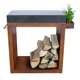 Stolik Artiss duży 80x45x91cm corten blat kwarcytowy ref. 2604-32