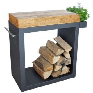 Stolik Artiss duży 80x45x91cm grafit blat drewniany ref. 2604-70