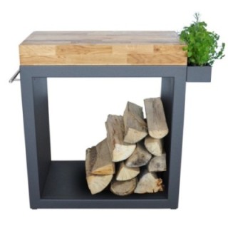 Stolik Artiss duży 80x45x91cm grafit blat drewniany ref. 2604-70