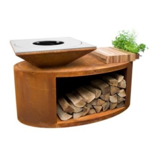 Palenisko-grill ogrodowy Artiss G3 corten, blat drewniany, płyta ze stali węglowej ref. 2605-03