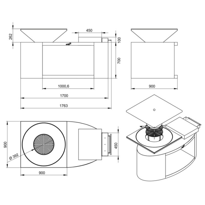 Garden barbecue-firepit Artiss G3 graphite ref. 2605-13