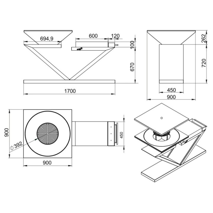 Garden barbecue-firepit Artiss G5 graphite ref. 2605-15