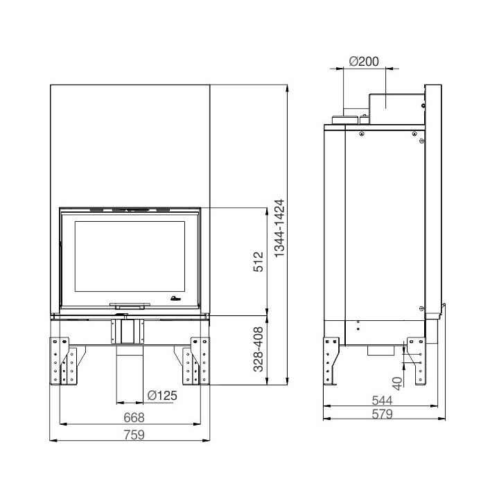 Wkład kominkowy UNIFLAM 760 EVO drzwi podnoszone ref. 260-171
