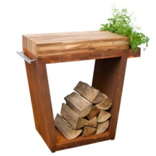 Stolik Artiss trapez duży 80x45x91cm corten blat drewniany ref.2604-40