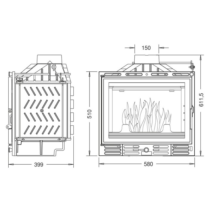 Wkład kominkowy UNIFLAM 600 PLUS ECO z szybrem ref. 907-597