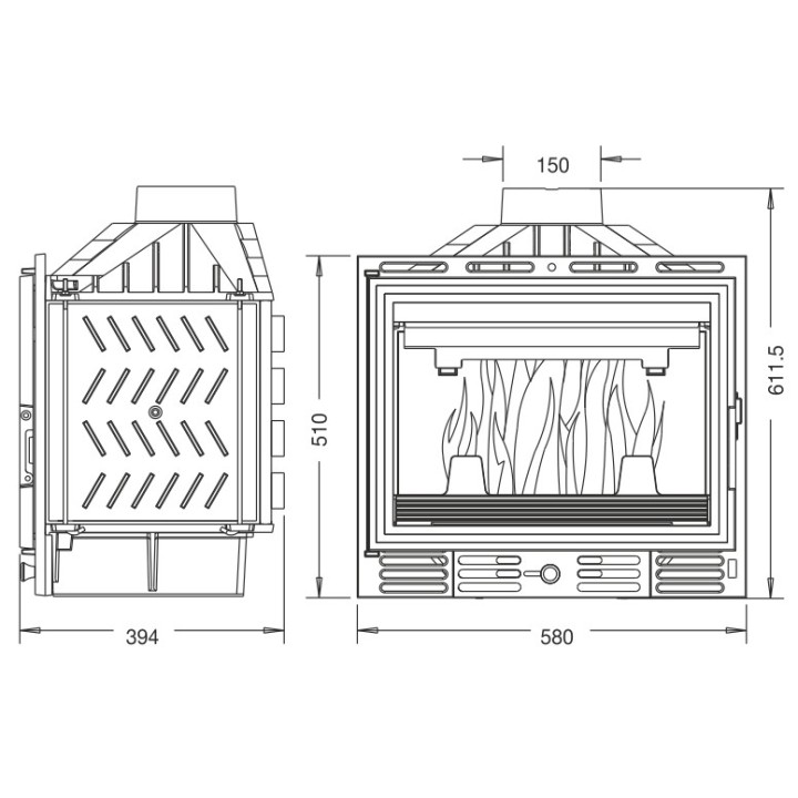 Wkład kominkowy UNIFLAM 600 ECO z szybrem ref. 907-595