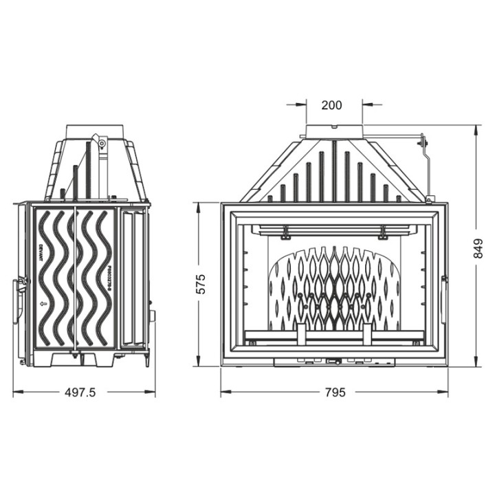 Foyer UNIFLAM 700 avec volet, alimentation en air réf. 907-475-DP