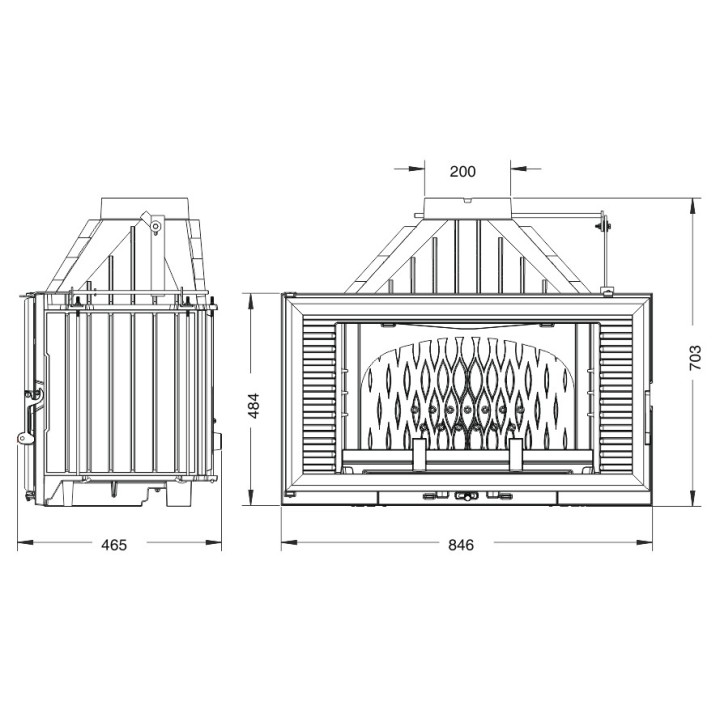 Wkład kominkowy INVICTA 840 HORIZONTAL ECO z szybrem,dp ref.9284-75-DP